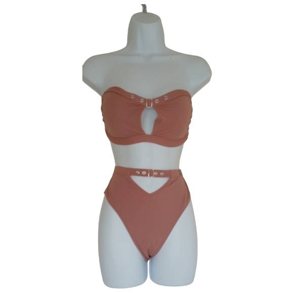 La Senza Strapless High Waist Pink Bikini Swimsuit NWT M - Picture 2 of 3